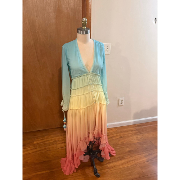 ROCOCO SAND Dresses & Skirts - Women's ROCOCO SAND Ombre Maxi Dress XS Blue Pink